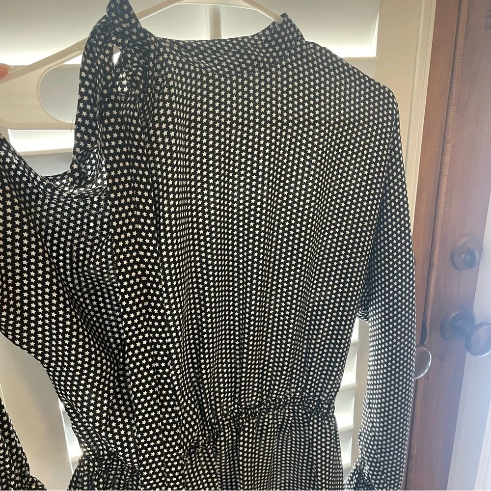 Robert Rodriguez Star Print Cold Shoulder Silk Dress, Small - Picture 10 of 15